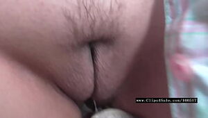 her trimmed muff in internal cumshot sopping satin thong