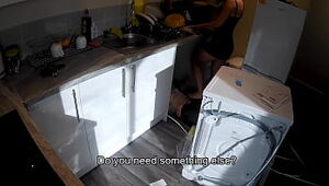 Naughty wifey entices a plumber in the kitchen while her spouse at work.