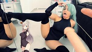 Molten Elizabeth liones - Dual Bj Costume play Doll and Ahegao face - Costume play Doll Chupando Gostoso 2 Fake penises - Internal ejaculation