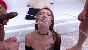 Halloween with Chanel Smooch DP, pee swallowing and facial jizz shot NF046