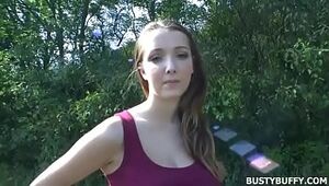 Big-titted nubile Lucie Wilde Point of view penetrating outdoor