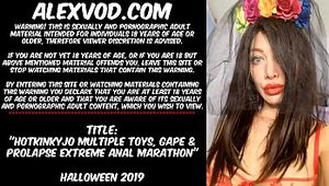 Hotkinkyjo numerous toys, gape & blossom extraordinary assfuck marathon on Halloween 2019