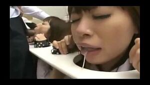 6 asian girls bound to table face fucked