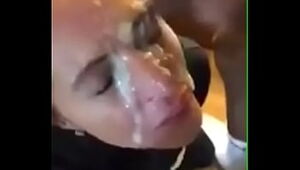 Mummy gets facial cumshot by big black cock