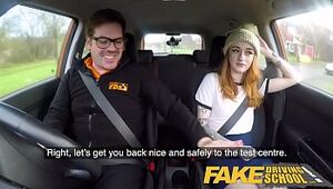 Faux Driving College Slender steaming ginger-haired minx pounds nicer then she drives