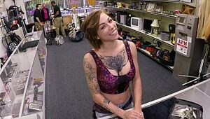 XXX PAWN - Tattooed Babe Harlow Harrison Gives Pawnshop Owner A Hard Time