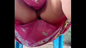 Thai aunty showing outdoor