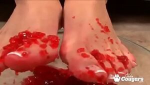Mackenzee Pierce Gets Her Soles All Dirty With Jello Before Providing An Outstanding Footjob