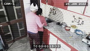 Proprietor and maid caught in cctv . Oral job and banging in kitchen