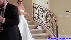 Uber-sexy bride facialized by her Camerist