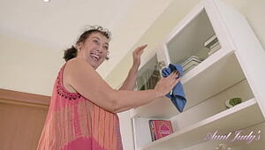 AuntJudys - Cleaning Day with 58yo Huge-chested Plus-size Inexperienced GILF Esmerelda