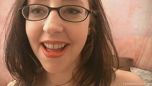 Nerdy fledgling black-haired gets down and messy