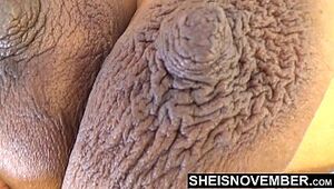 Dark-skinned Complexion Flesh Lady With Pretty Fat Dark Nips and Enormous Areolas Bumpers Wrung Tough In Slow-mo While Laying On Her Side , Sheisnovember Hefty Hooters Sagging Pov Msnovember
