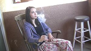 Emily Grey warm teenager damsel smoking a ciggie