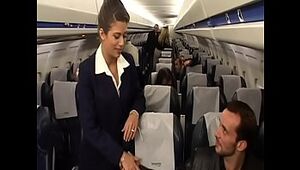 Enthralling dark haired air-hostess Alyson Ray proposed passenger to boink her fleshy rump after  scheduled flight