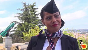 Jaw-dropping gigantic mounds stewardess ClÃ©lie's first-ever flick to do rigid sodomy