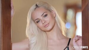 Stunning Elsa Jean gets down and messy and jerks after a Stunning striptease