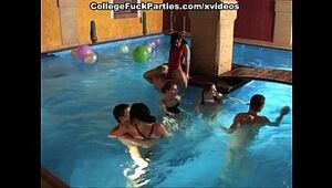 College girl sex in the pool