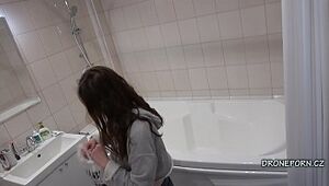 Czech Dame Keti in the bathroom - Hidden camera