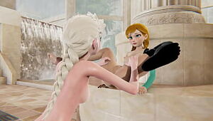 Frozen girl/girl - Elsa x Anna - Three dimensional Porno