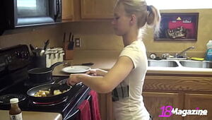 Tastey Vapid Chested Blonde Emi Clear Cooks Something For You Nude!