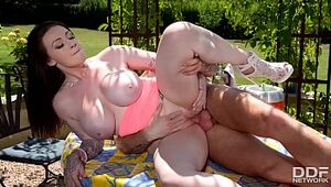 Huge-boobed Stunner Harmony Reigns pummeled Hard-core Outdoors